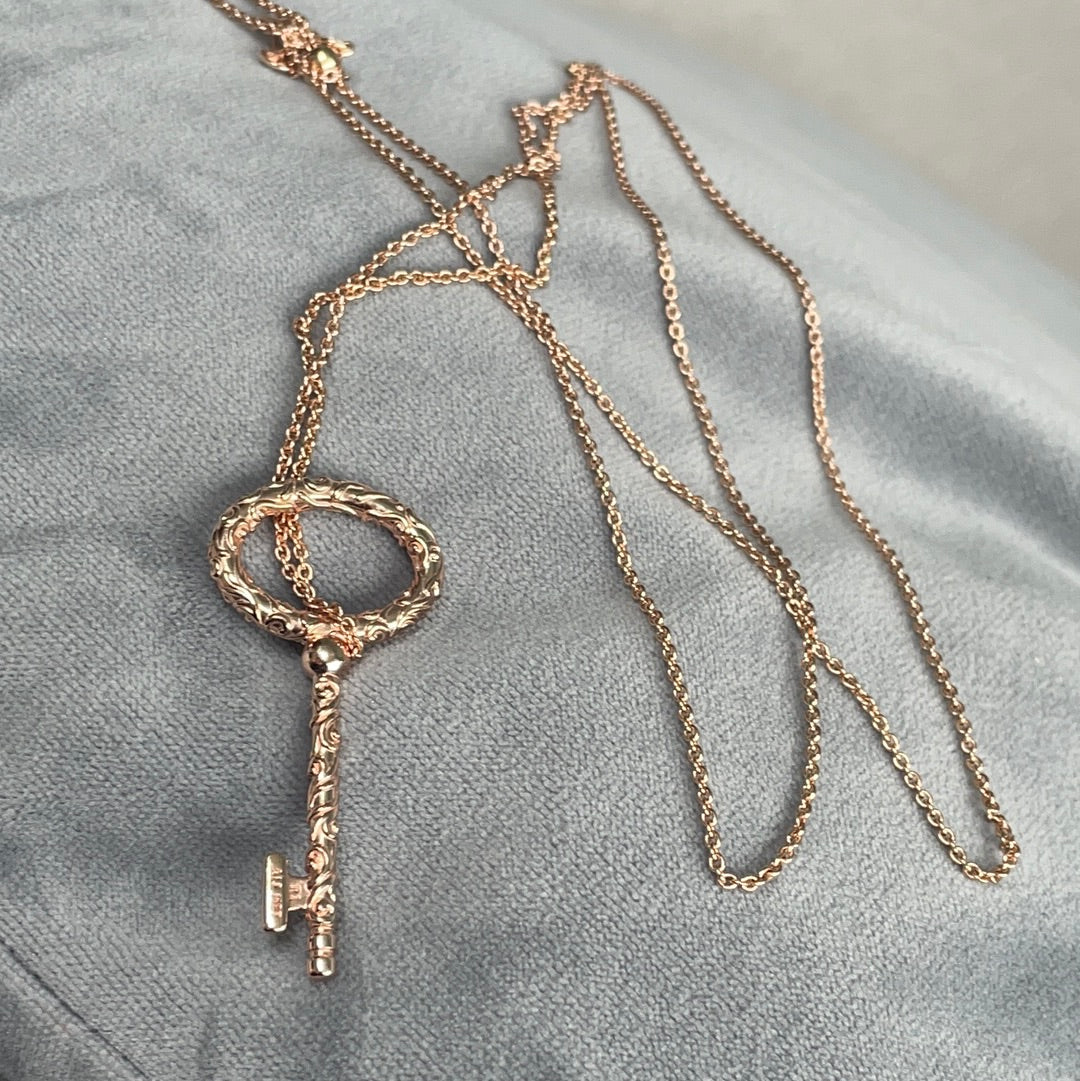 Genuine Pandora Rose Gold Regal Key Pendant Charm