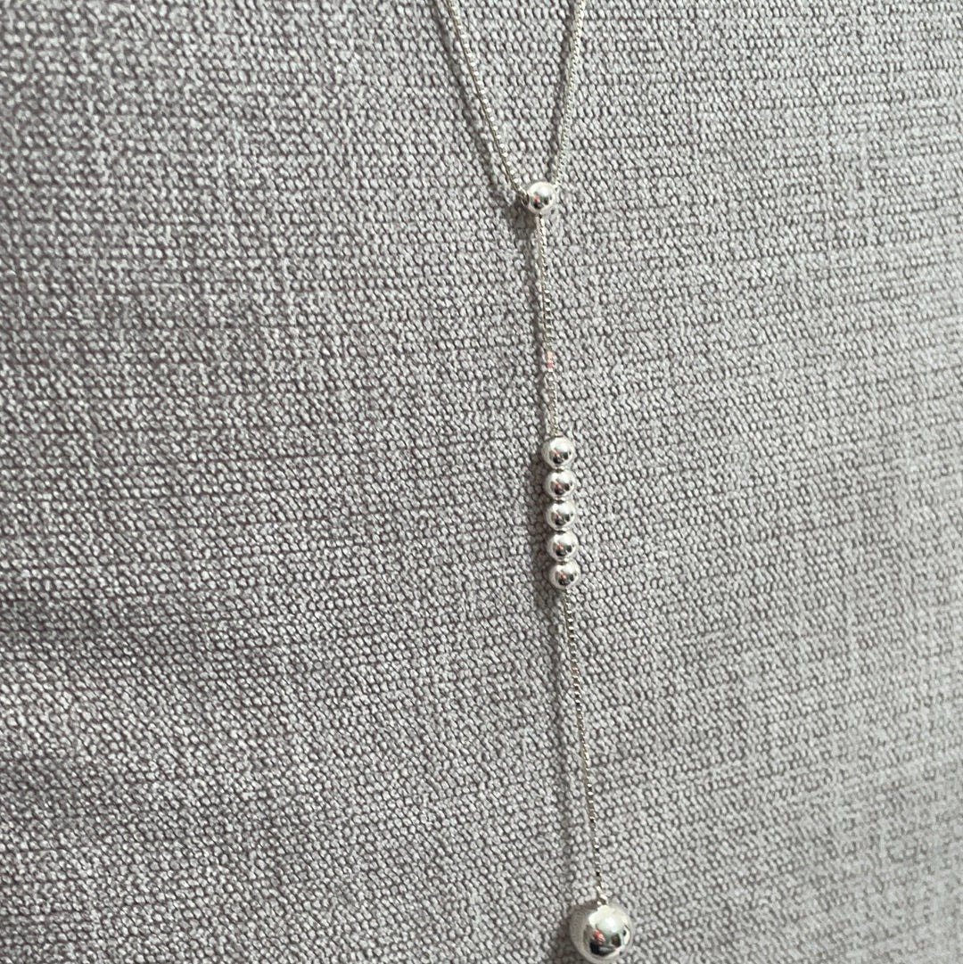 Genuine Pandora Sliding Adjustable String of Beads Silver Balls Necklace BEAUTIFUL