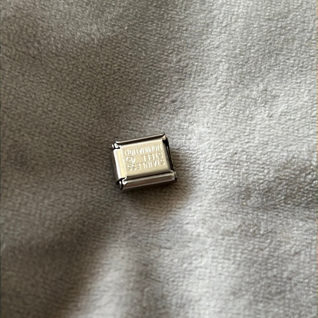 Genuine Nominations Silver Link Charm Enamel Two Tone Flower