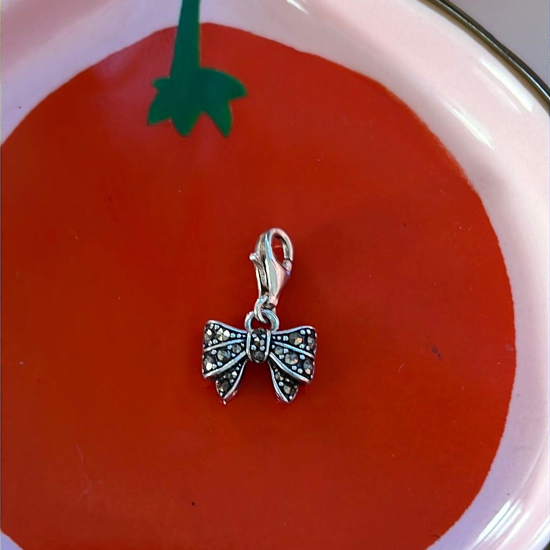 Genuine Thomas Sabo Sterling Silver Dangle Clip Pave Bow Charm