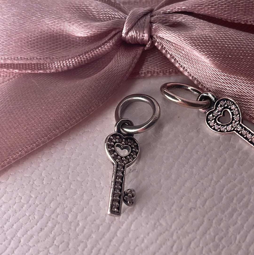Genuine Pandora Pave Dangle Key Symbols Charm