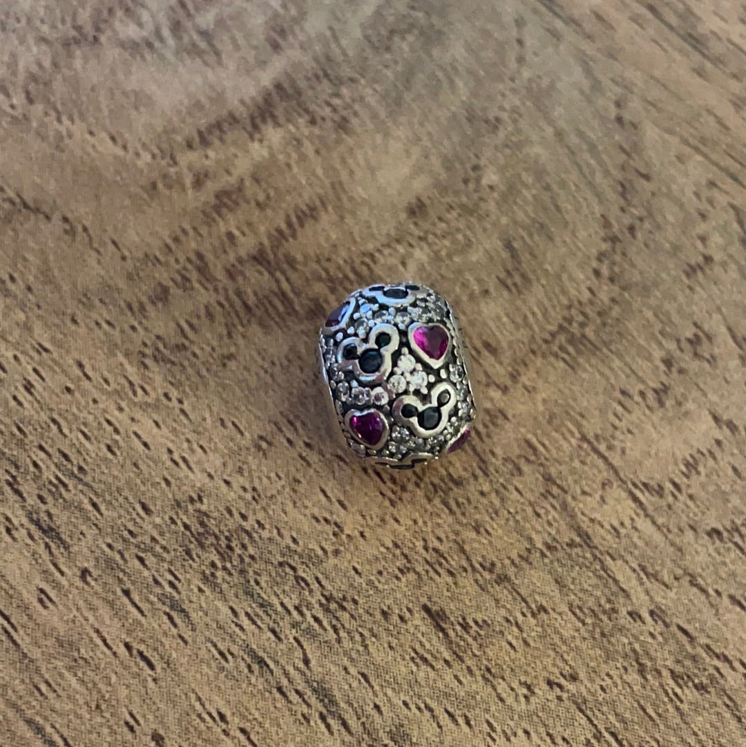 Genuine Pandora Disney Mickey Mouse Heads Clear CZ Pave Charm