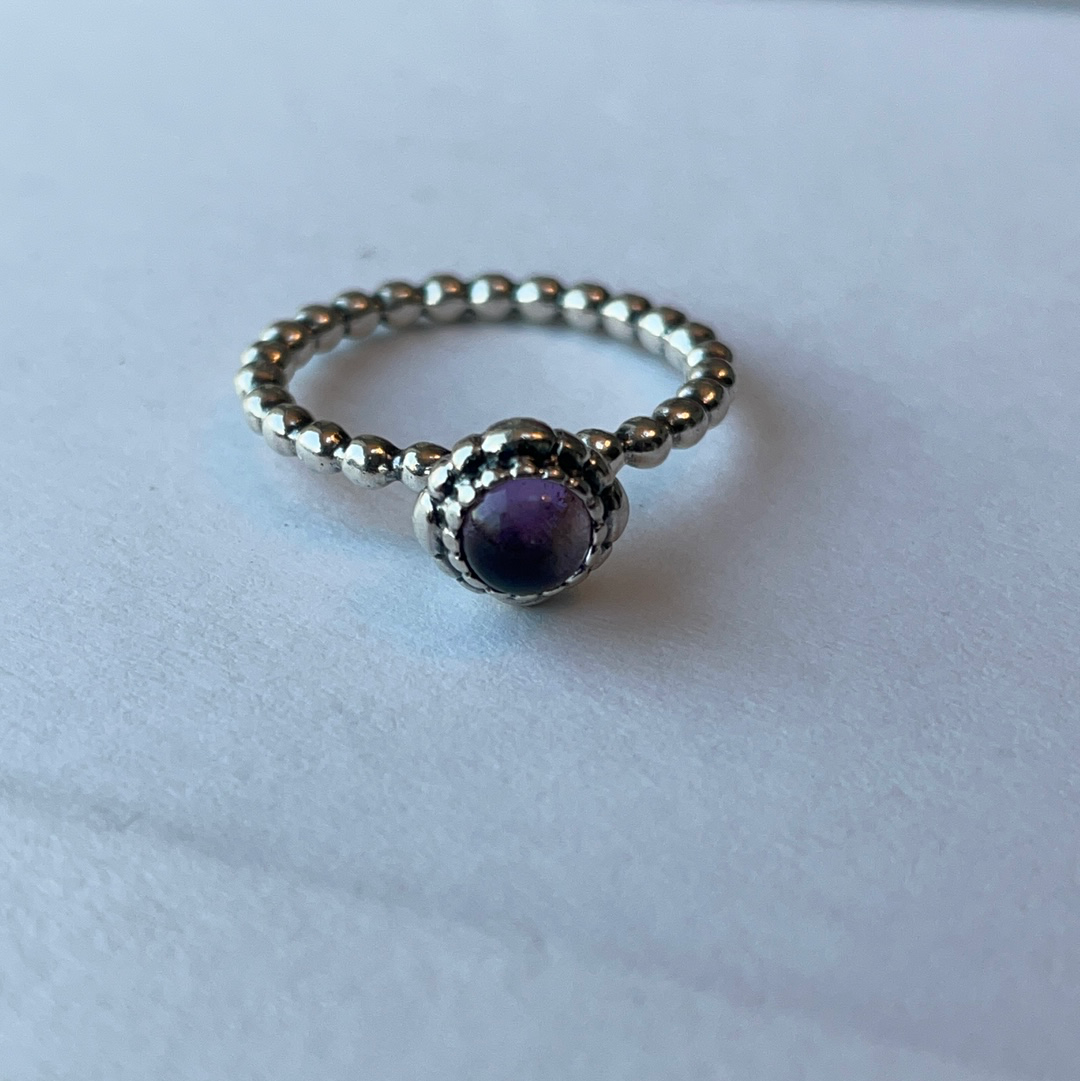 Genuine Pandora Amethyst February Birthstone Purple Rings Size 58