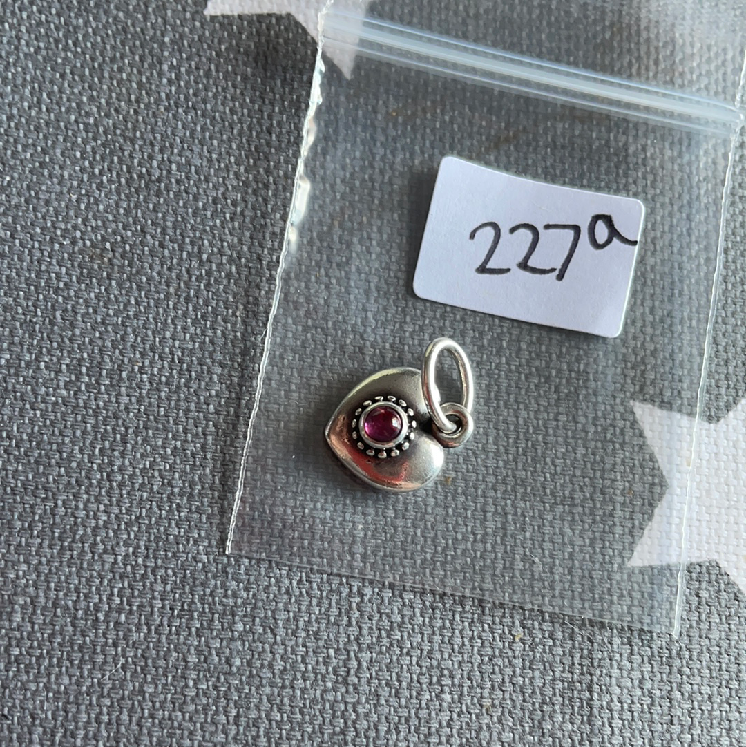 Genuine Pandora Rare Rhodolite Pink Heart Pendant Charm