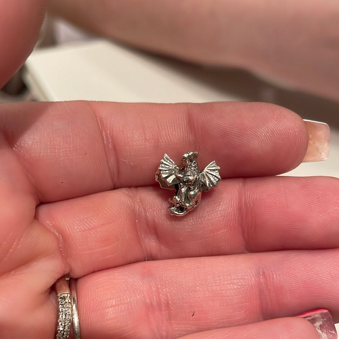 Sterling Silver Pair of Dragon Dangle Charms