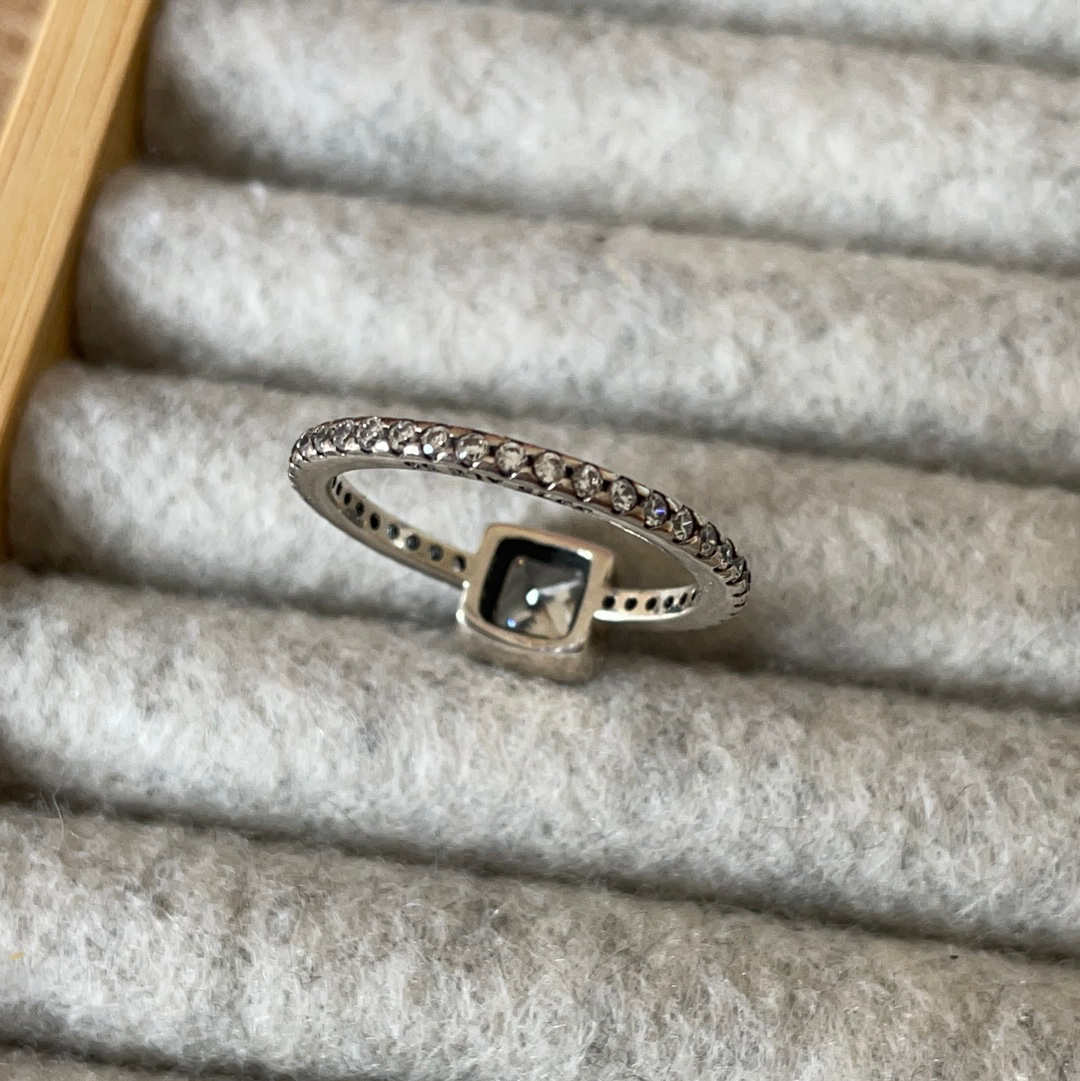Genuine Pandora Square CZ Pave Ring Size ROSE GOLD OR SILVER