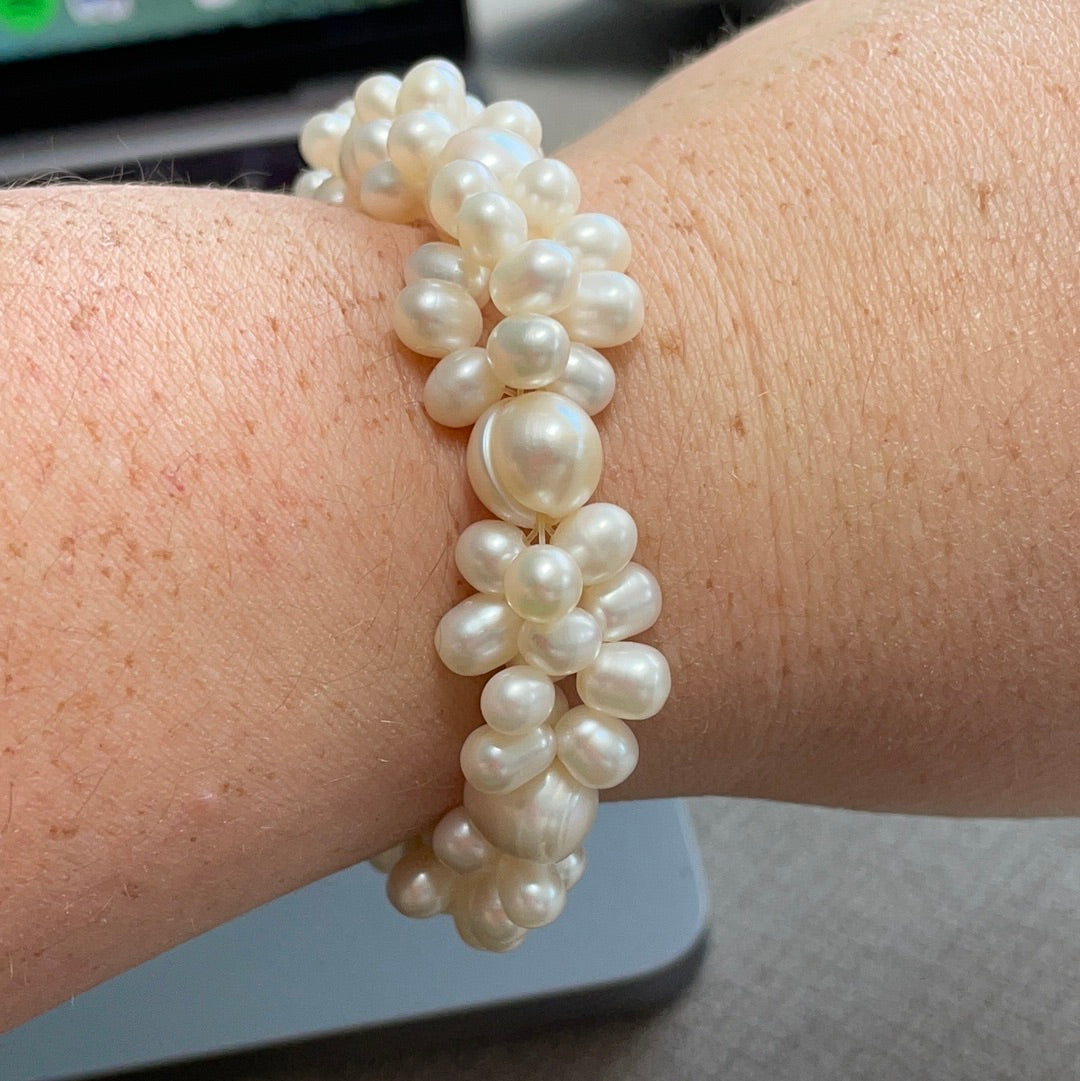 Thomas Sabo Sterling Silver White Pearl Bracelet With Silver Clip Holder