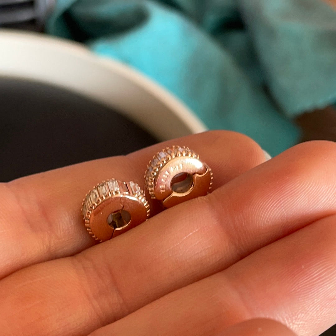 Genuine Pandora Rose Gold Silicone Pave Ice Cube Sparkling Clips