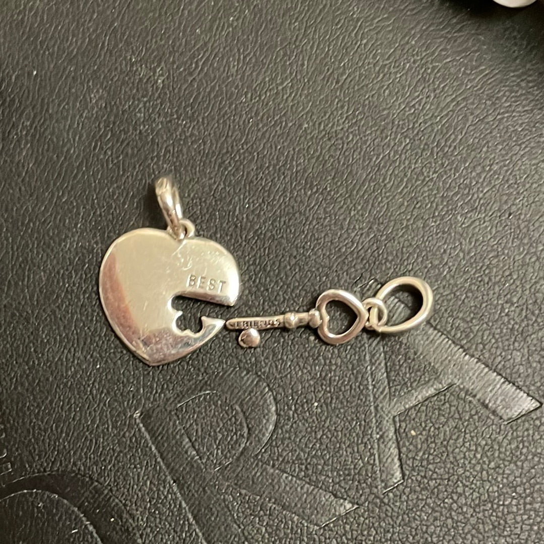 Genuine Pandora Best Friends Heart and Key Dangle Charm 2 x Charms