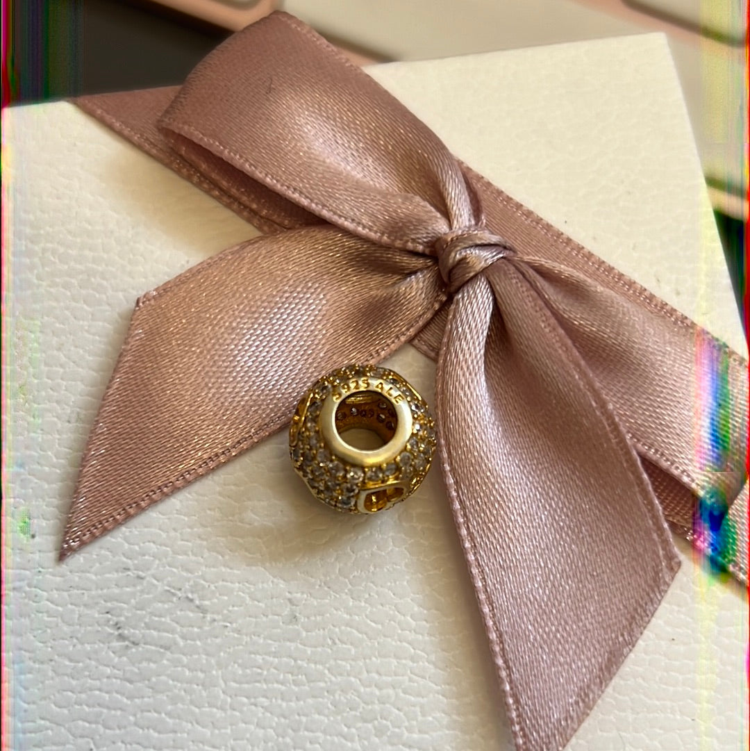 Genuine Pandora Shine Gold Open Work Pave Ball