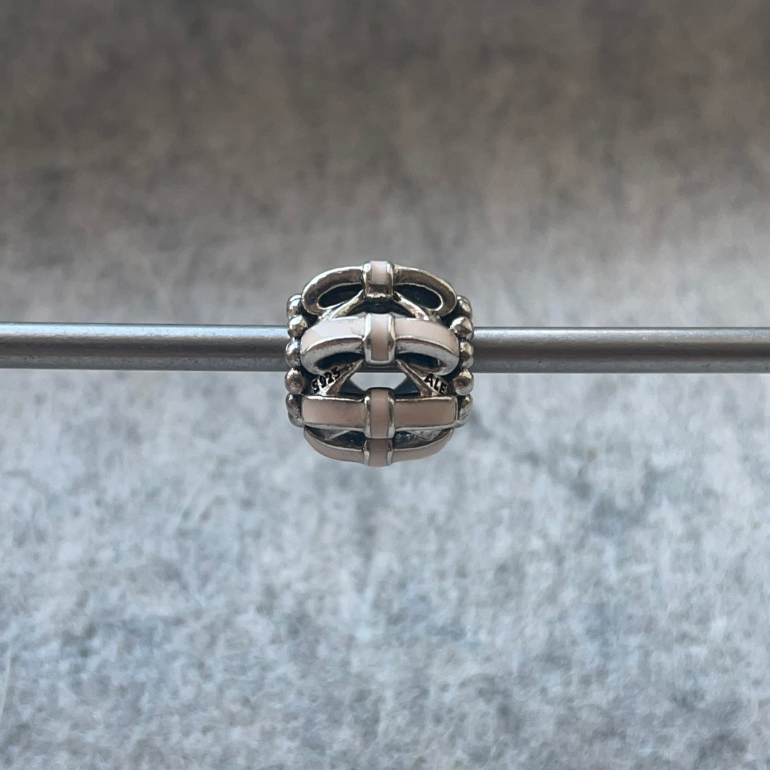 Genuine Pandora Bow Pink Enamel Ball Charm