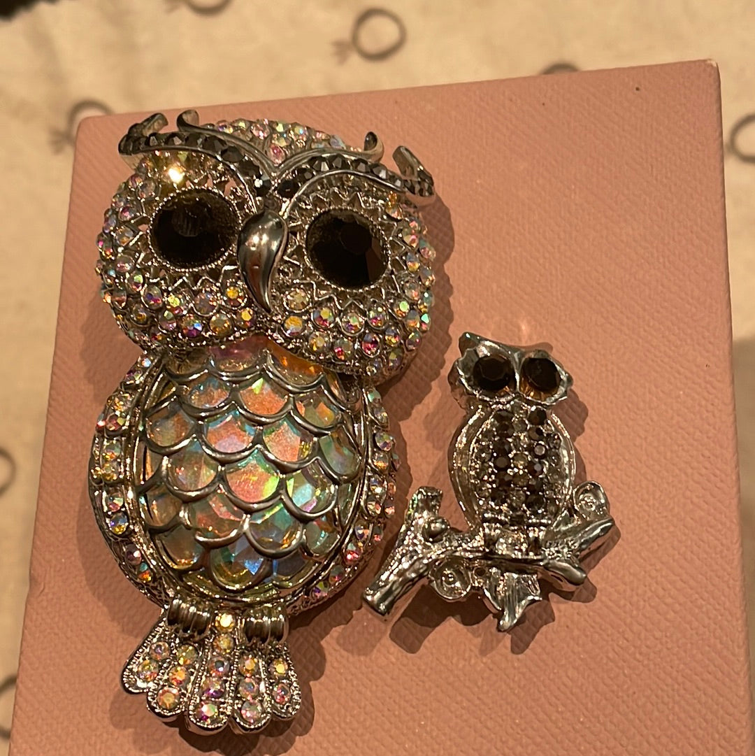 Owl Brooch x 2 Large Animal Pin