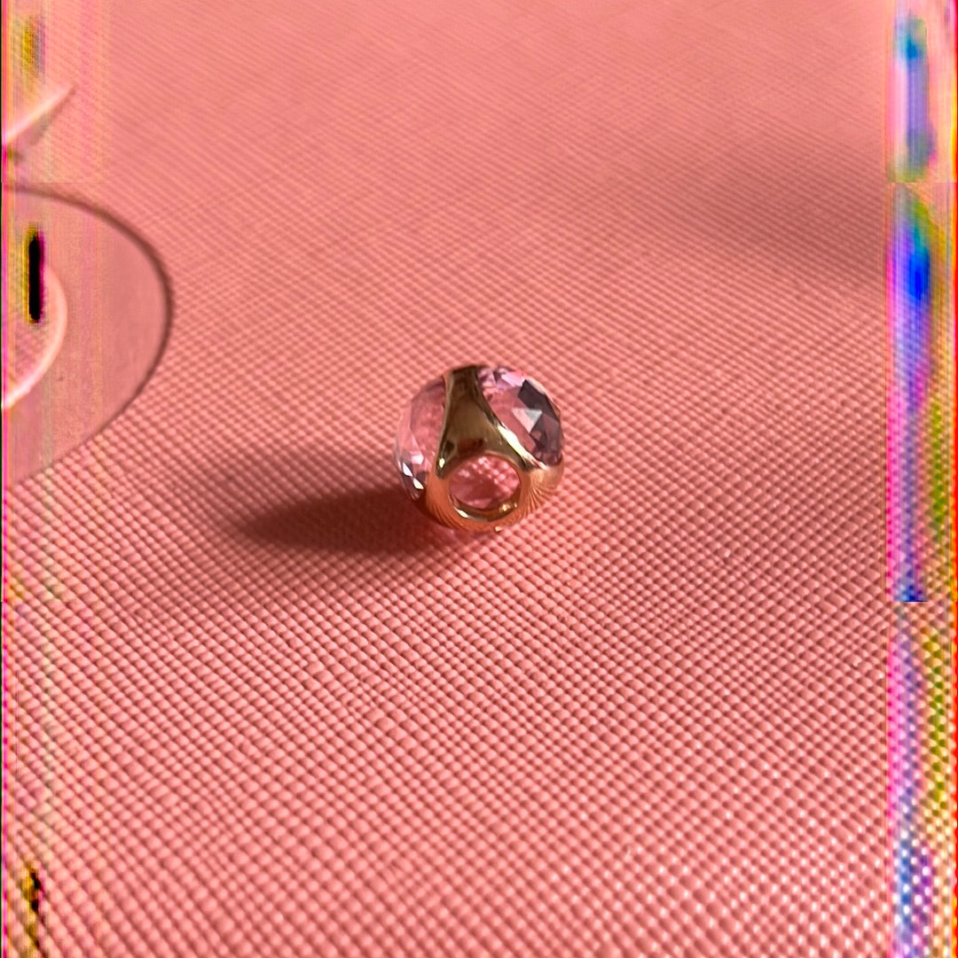 Genuine Pandora Rose Gold Poetic Pink Droplet Stone, Trio Charm