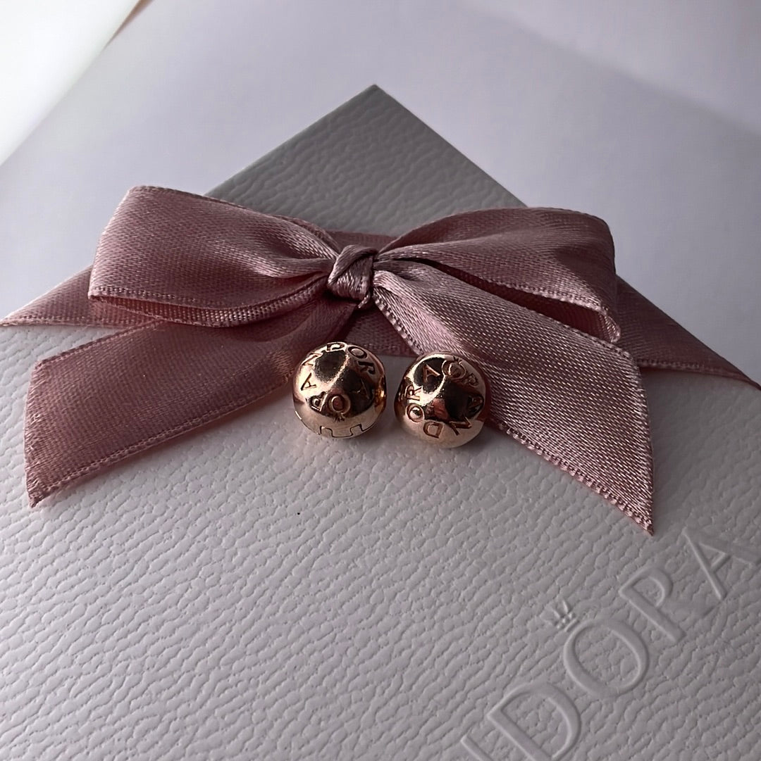 Genuine Pandora Pair of Rose Gold Logo Clips