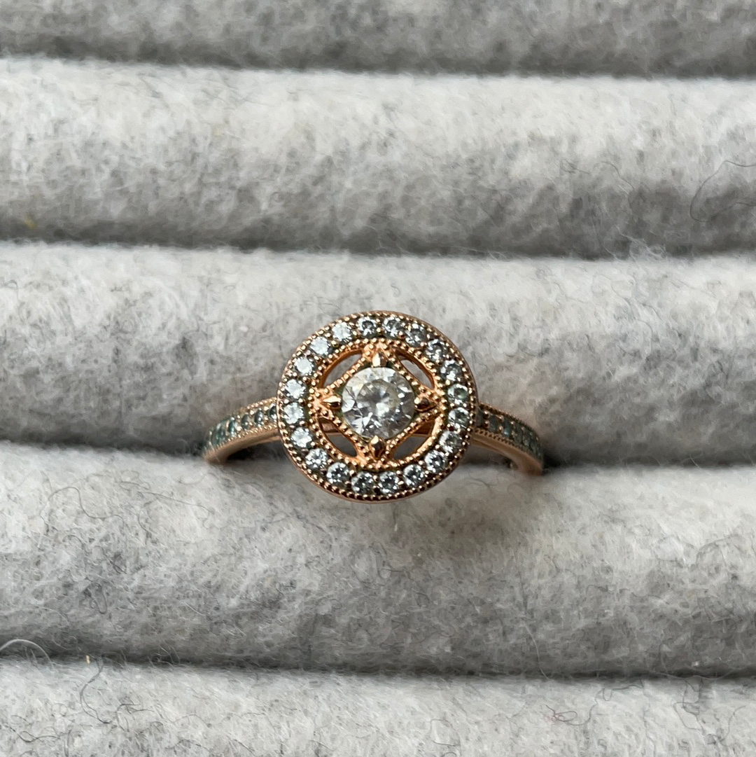 Genuine Pandora Rose Gold Statement Pave Vintage Allure Ring Size 54