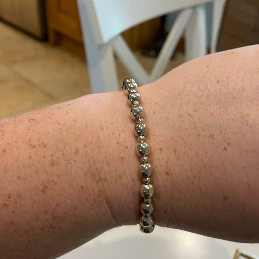 Brand New Sterling Silver Buckley of London Rose Gold Plated Beaded Bracelet With Palm tree Pave Charm Clip