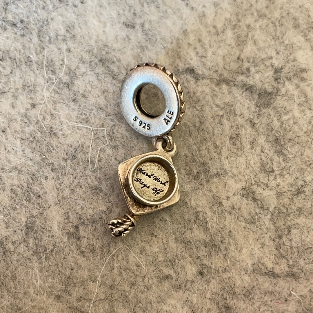 Genuine Pandora Graduation Hat Dangle Charm Degree