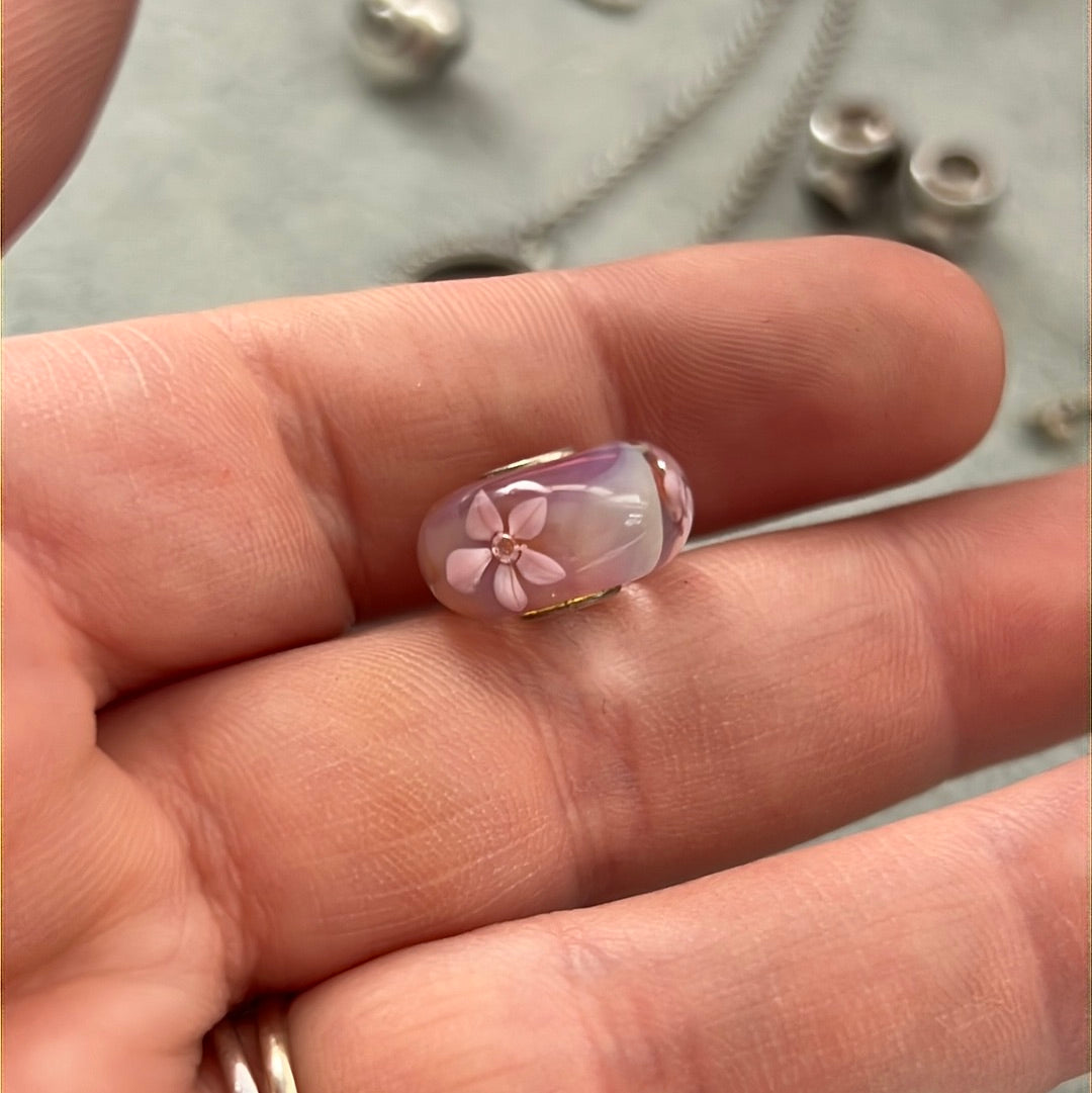 Genuine Trollbeads Pink Flower Murano Charm