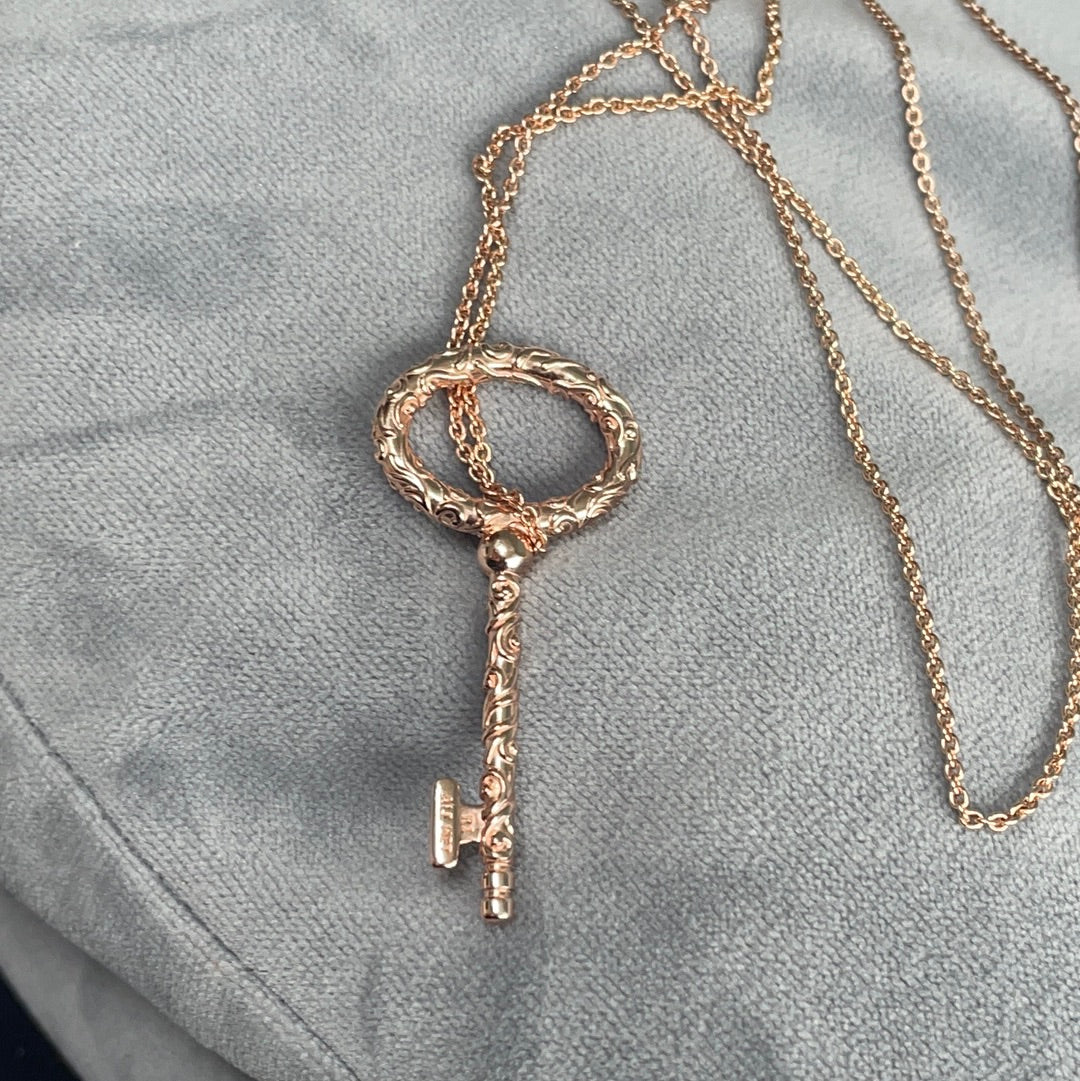 Genuine Pandora Rose Gold Regal Key Pendant Charm