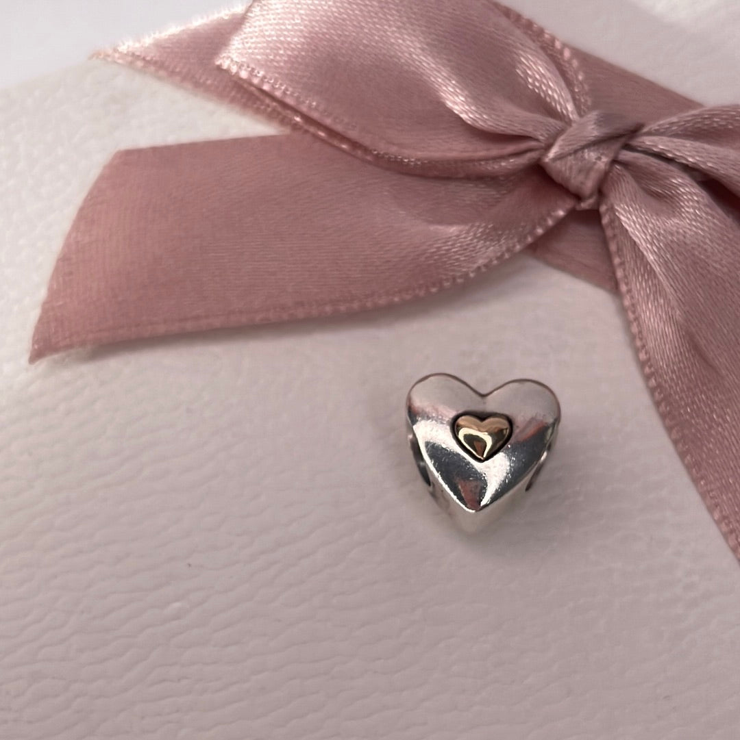 Genuine Pandora Two Tone Happy Anniversary Charm With Gold Heart