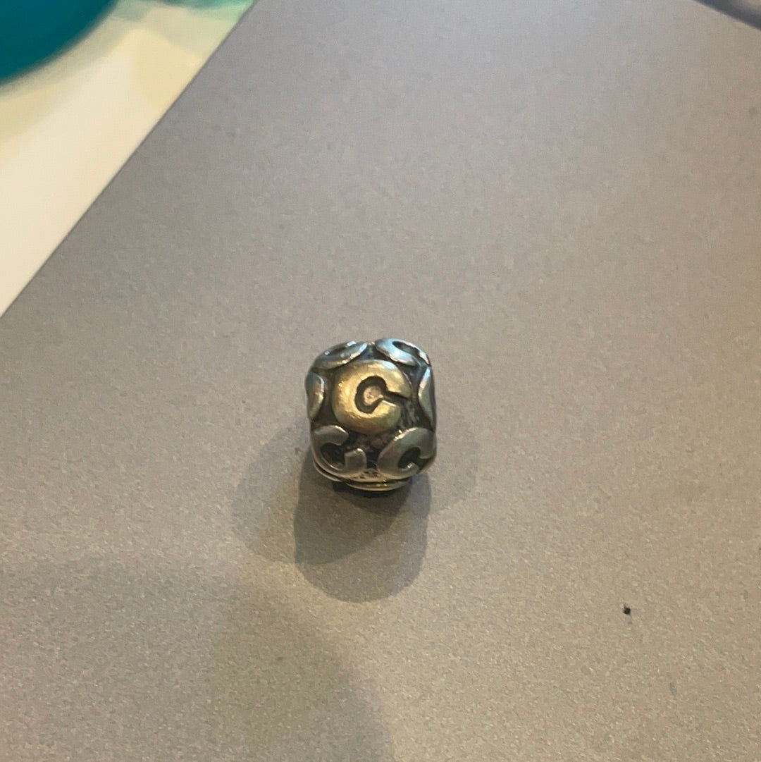Genuine Pandora Two Tone Letter C Initial Rare Retired