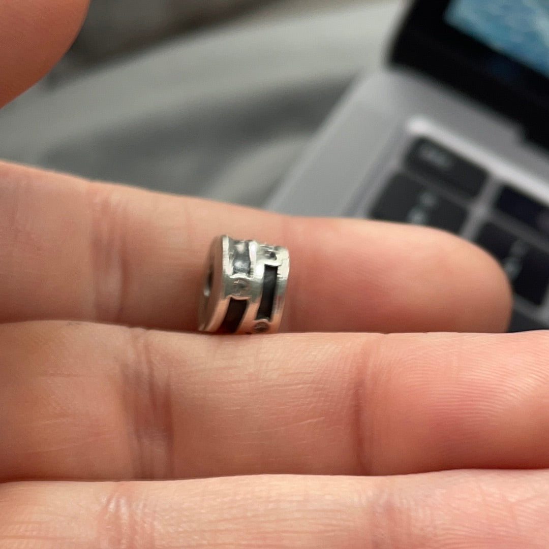 Genuine Pandora Single Oxidised Line Clip with CZ