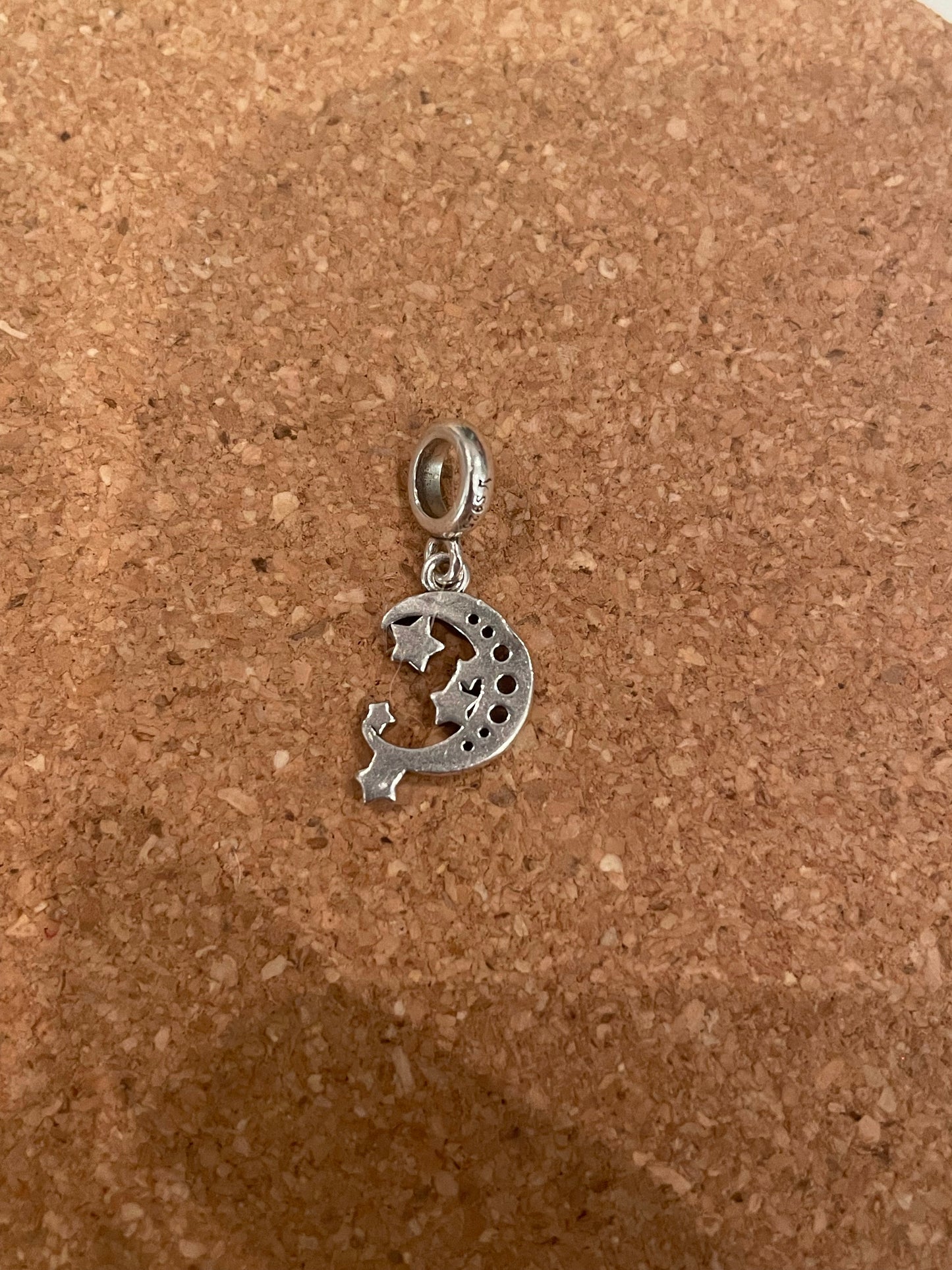 Sterling silver moon and stars pave dangle