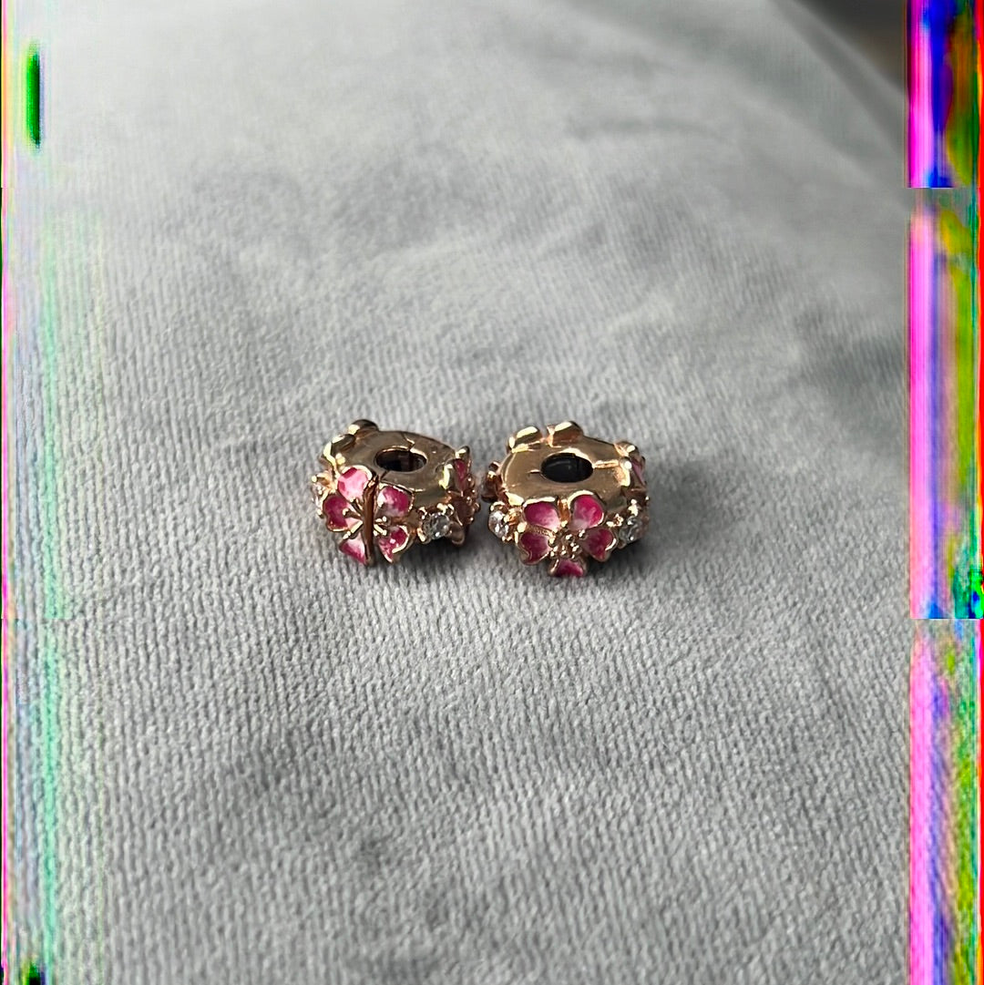Genuine Pandora Rose Gold Peach Blossom Clips Pair