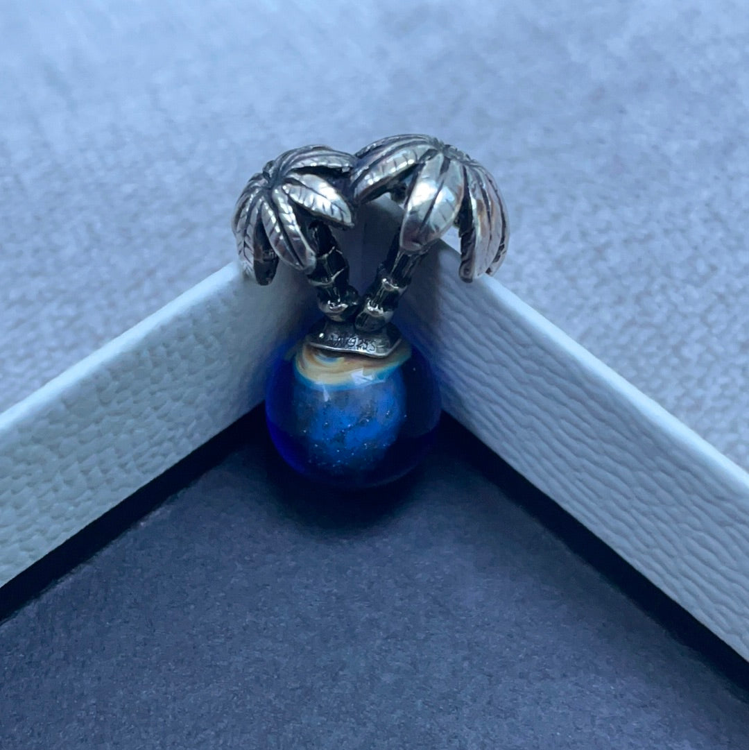 Genuine Trollbeads Palm island blue Murano charm