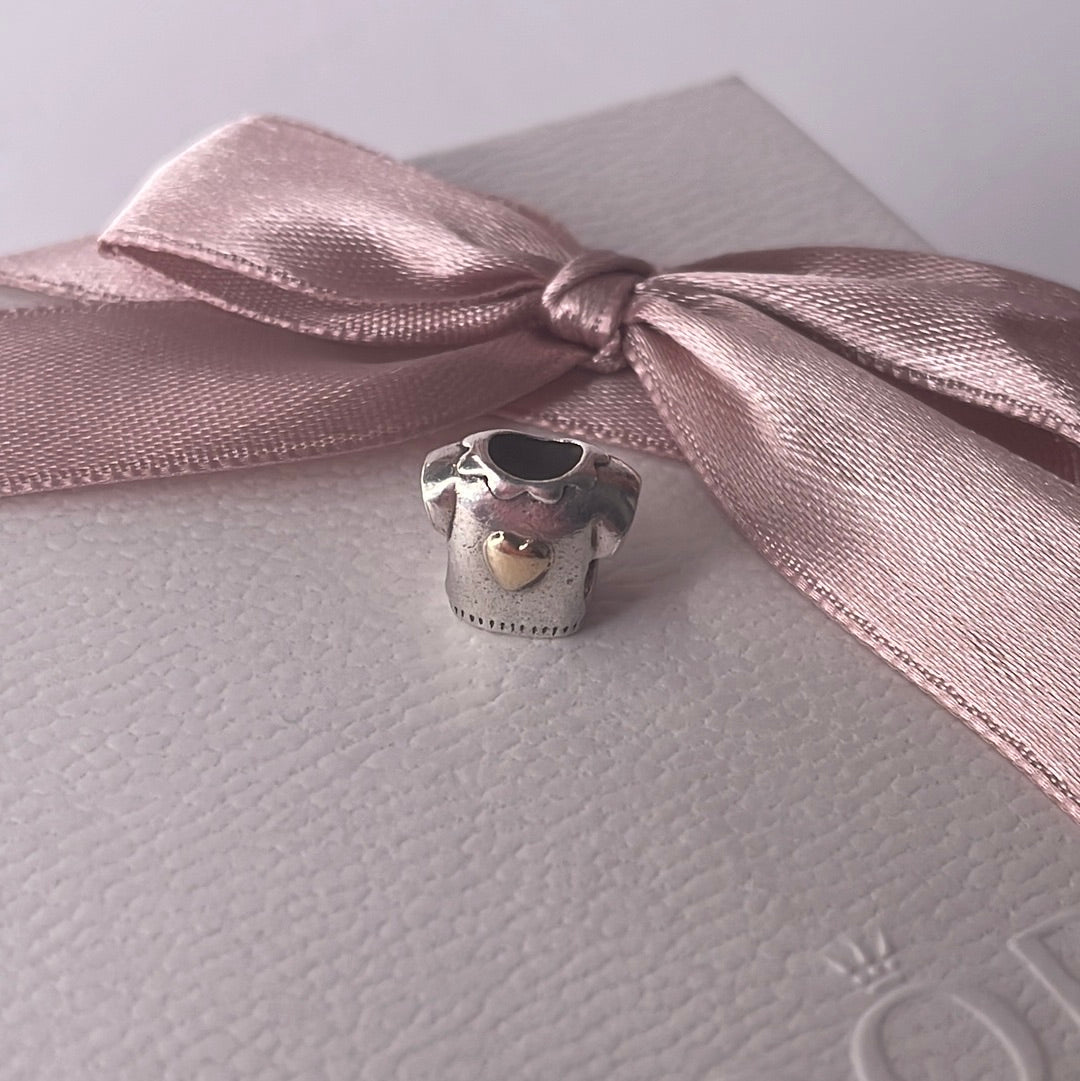 Genuine Pandora Two Tone Heart t-shirt Children Kids Charm