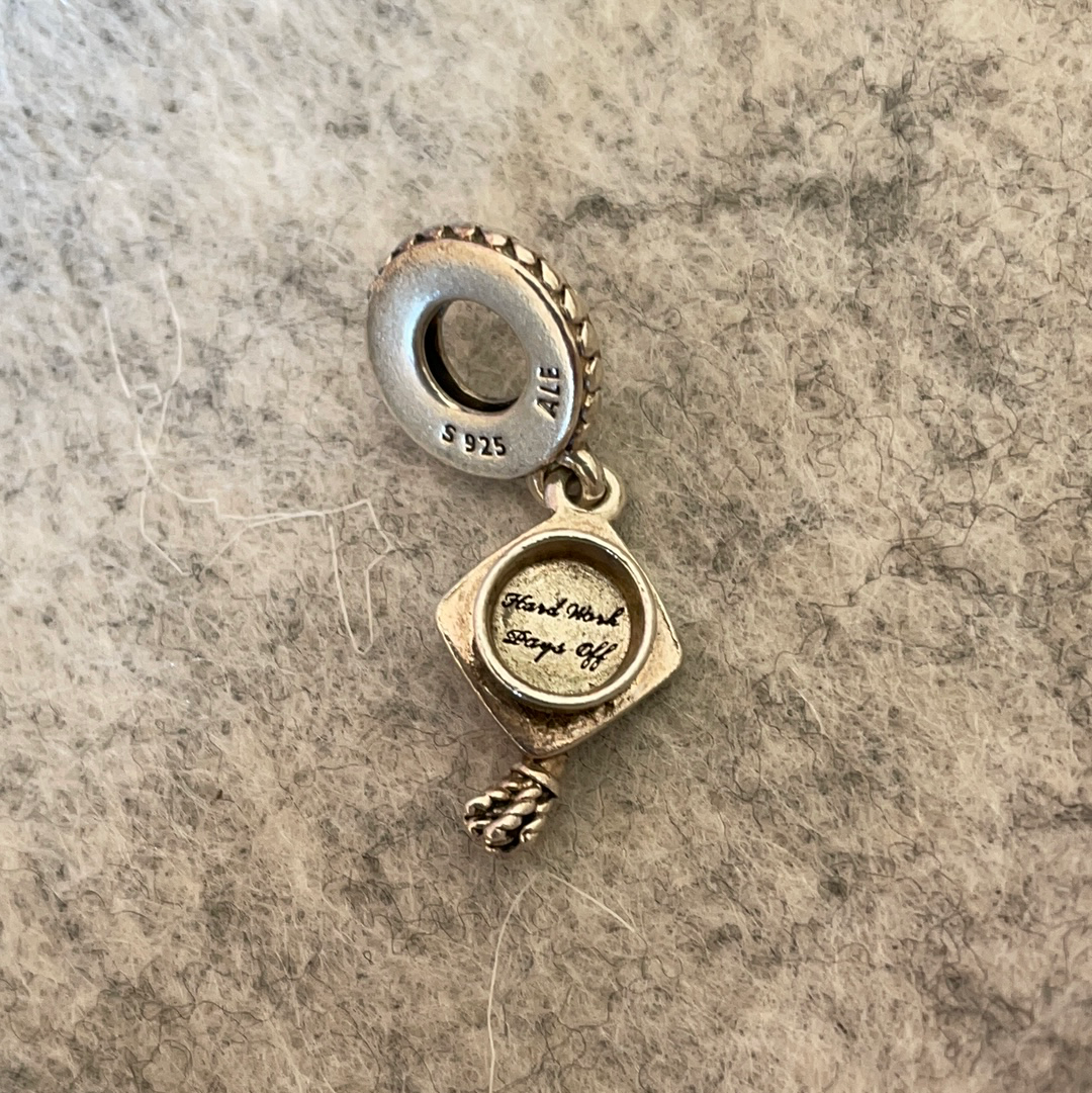 Genuine Pandora Graduation Hat Dangle Charm Degree
