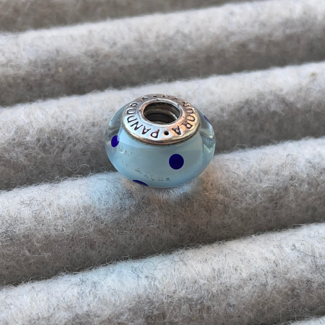 Genuine Pandora Pink or Blue Polka Dot Murano Charm VARIOUS COLOURS