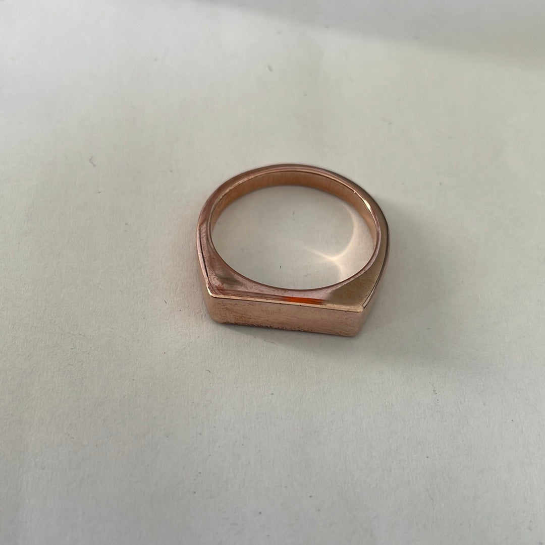 Sterling Silver Rose Gold Large Chunky Signet Ring Size 60