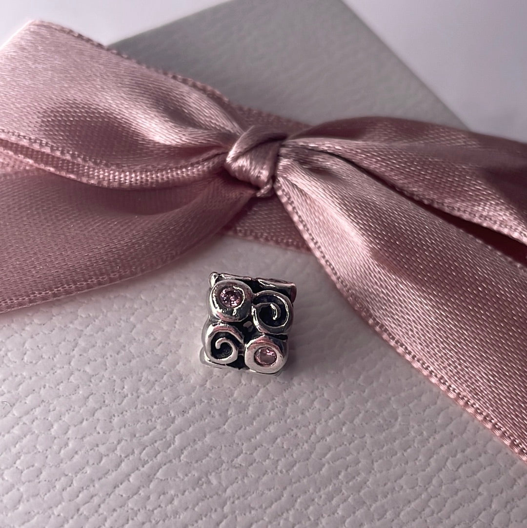 Genuine Pandora CZ Stone and Swirl Retired Charm