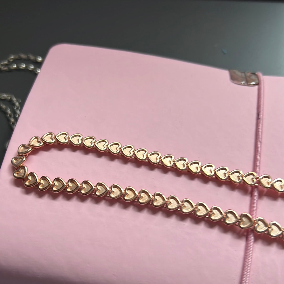 Genuine Links of London Rose Gold Heart CHOKER Necklace 38cm