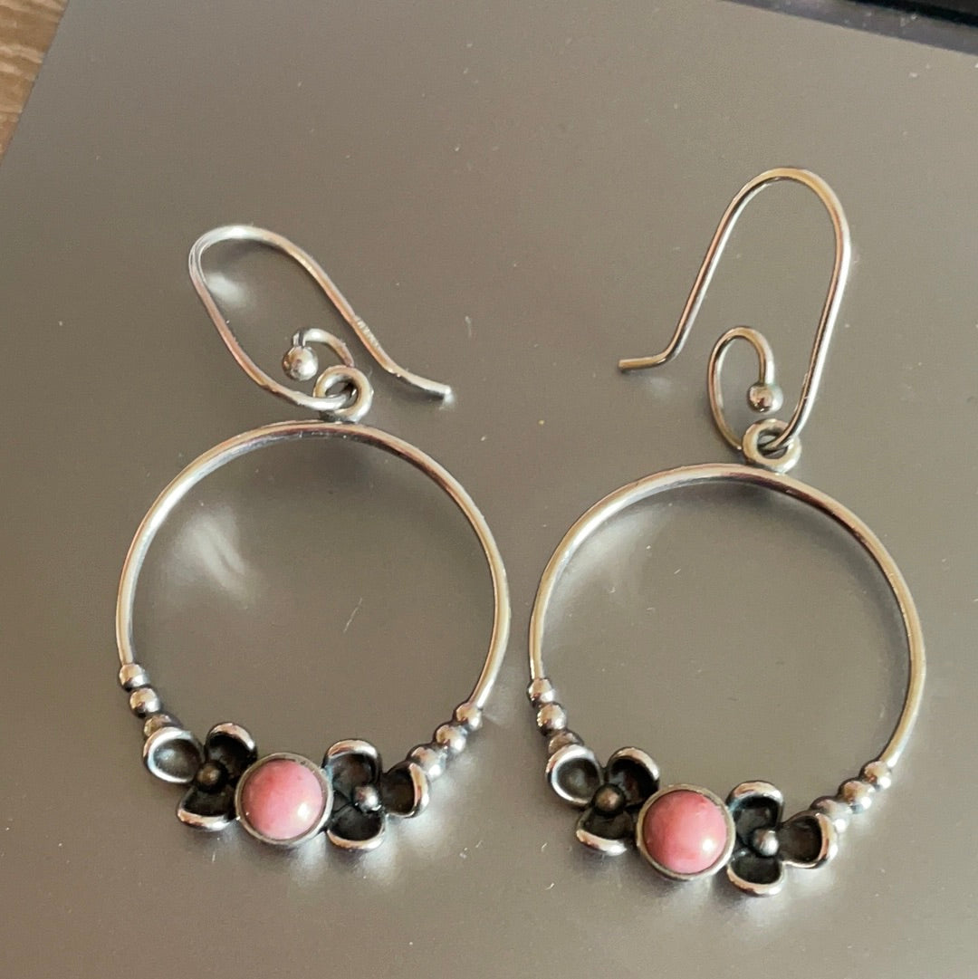 Genuine Pandora Compose HTF Rare Wanda's Garden Pink Rock Hoop Earrings