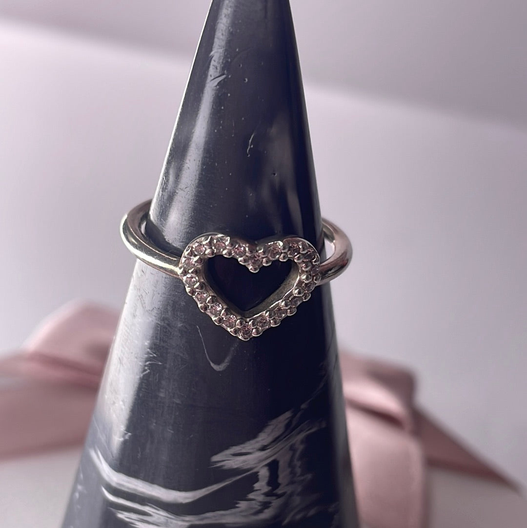 Genuine Pandora Heart Pave Openwork Ring Size 48