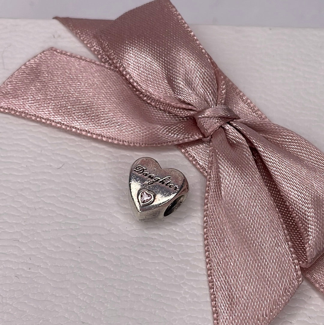 Genuine Pandora Heart Daughter Charm with Stone