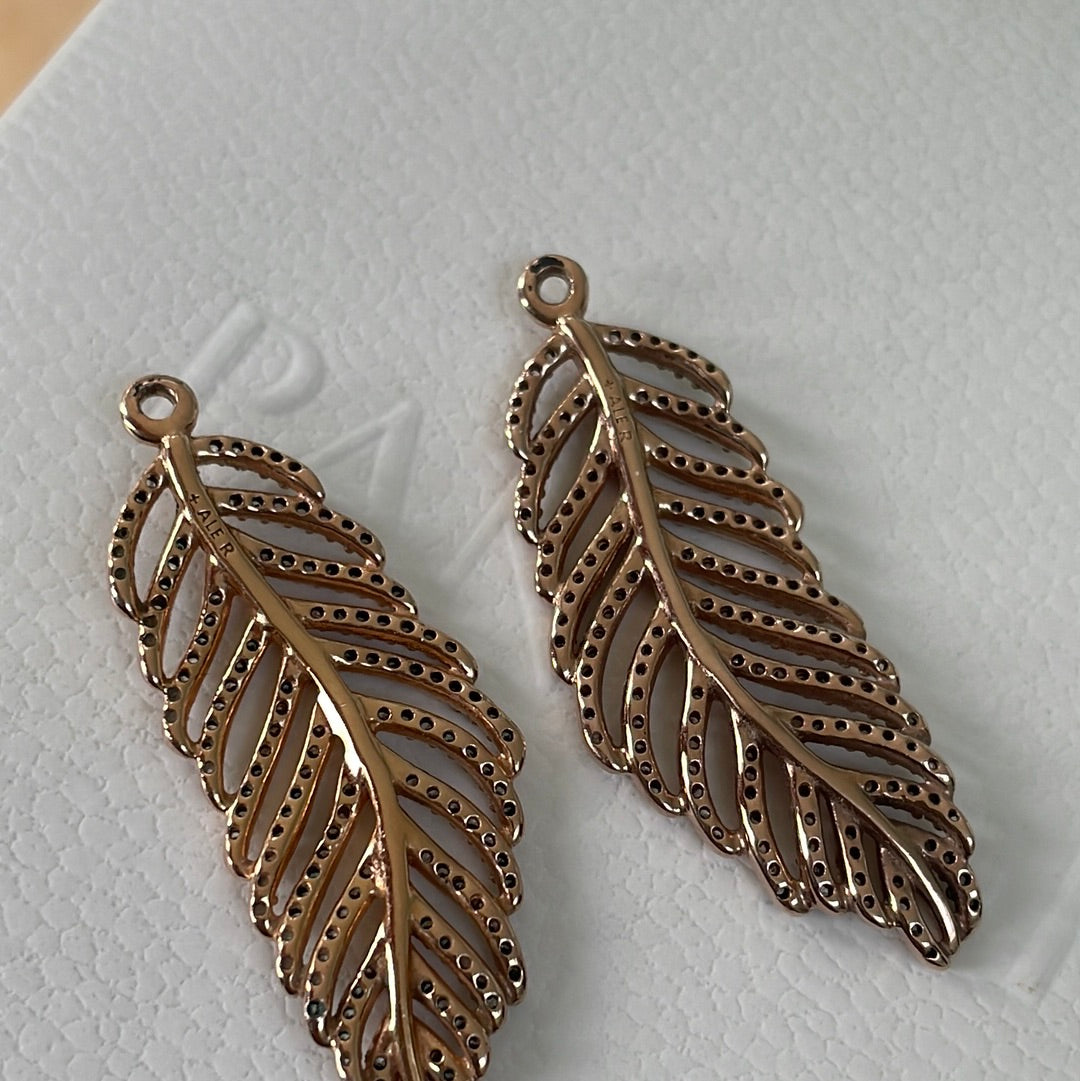 Genuine Pandora Rose Gold Compose Pave Feathers RARE DEFECT