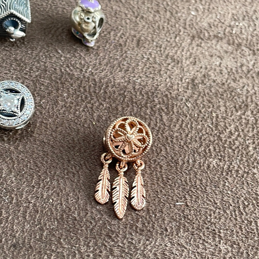 Genuine Pandora Rose Gold Dream Catcher Charm Follow Your Dreams Charm Dangle