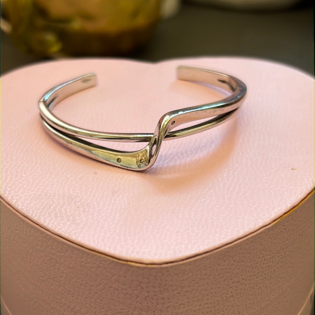 Sterling Silver Beautiful Openwork Bangle 17cm