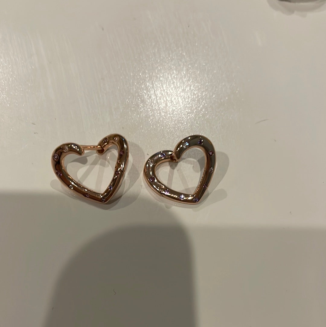 Genuine Pandora Rose Gold 2018 Mothers Day Heart Pave earrings Hoops HTF