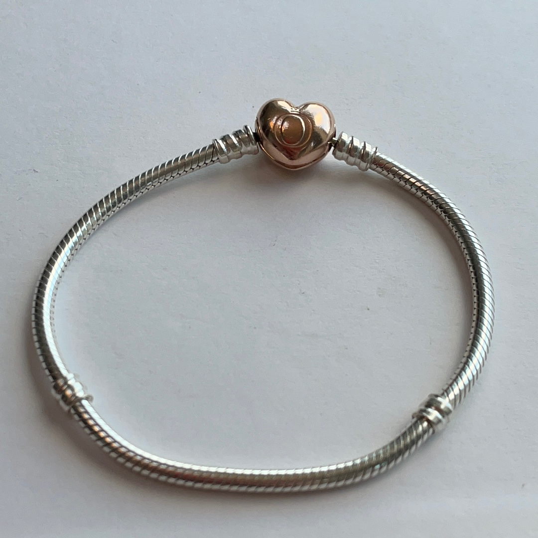 Genuine Pandora Rose Gold Heart Clasp Bracelet Various Sizes