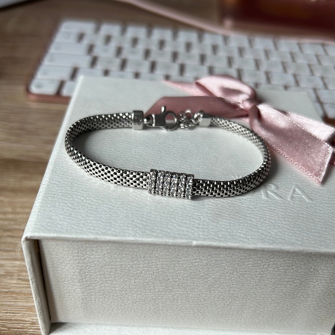 Genuine Links of London Pave Rectangle Charm Bracelet