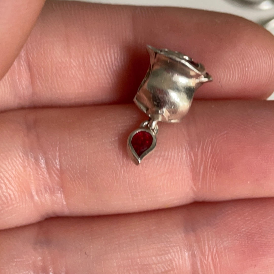 Genuine Chamilia Belle's Rose Dangle Beauty and the Beast Charm Enamel