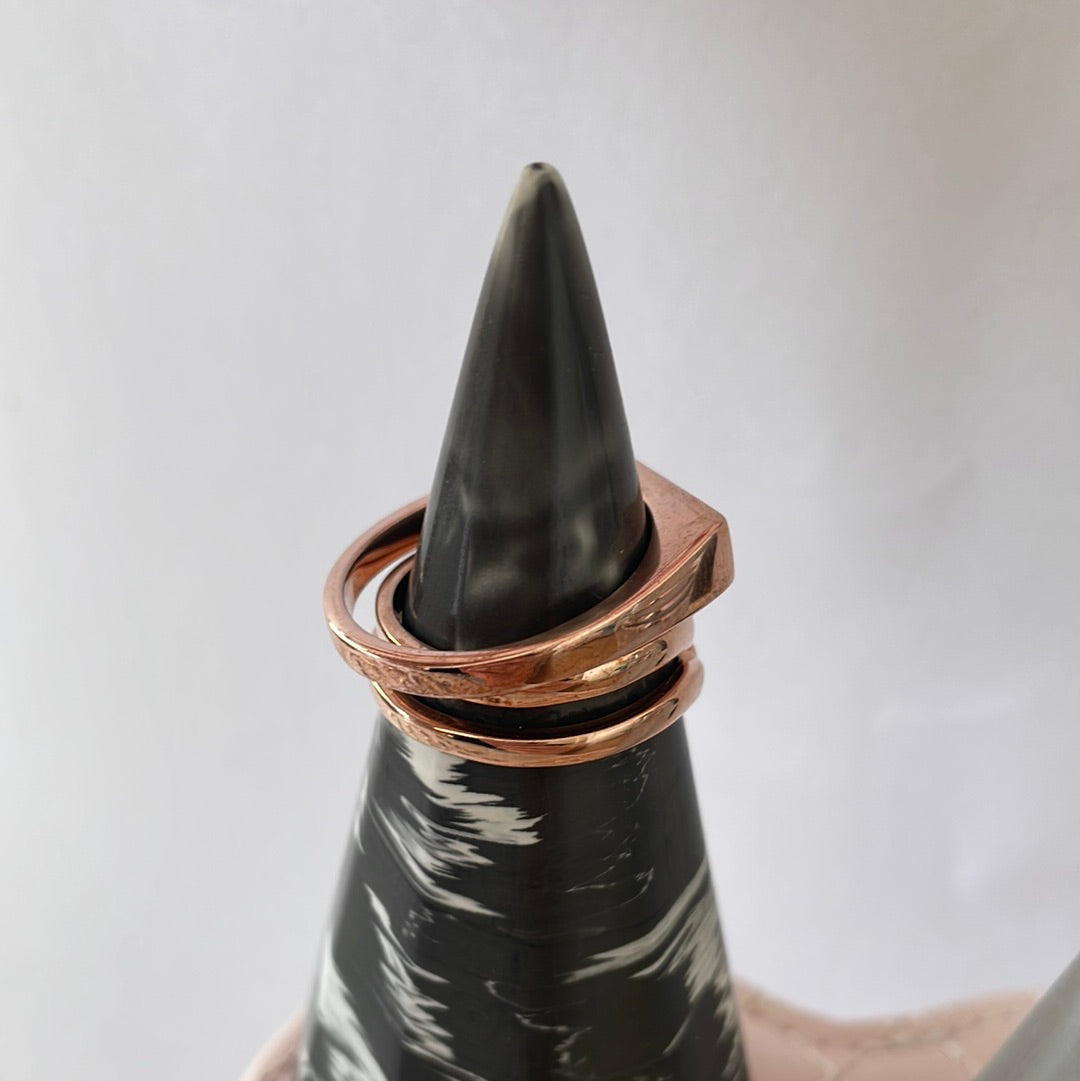 Sterling Silver Rose Gold Large Chunky Signet Ring Size 60