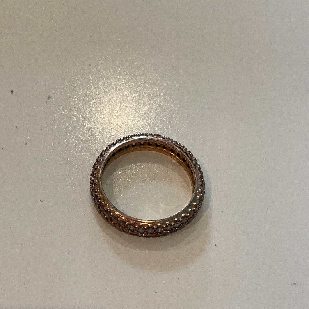 Genuine Rose Gold Pave Sparkle Band Ring Stacker Ring Size 60