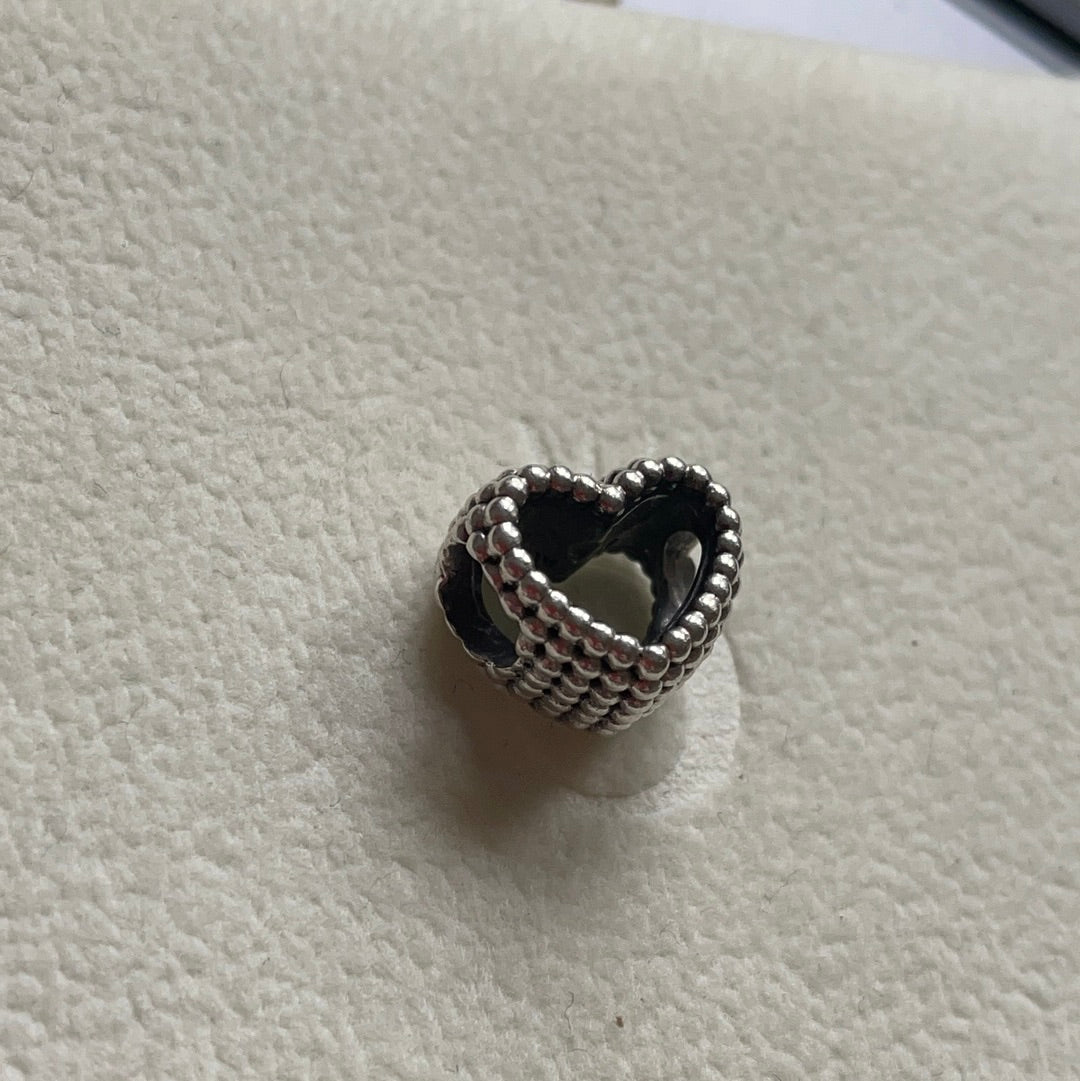 Genuine Pandora Beaded Openwork Heart Charm
