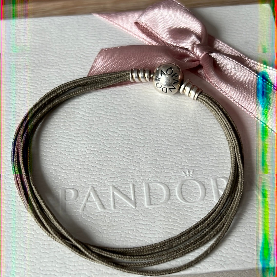 Genuine Pandora Khaki Green String Bracelet 18cm