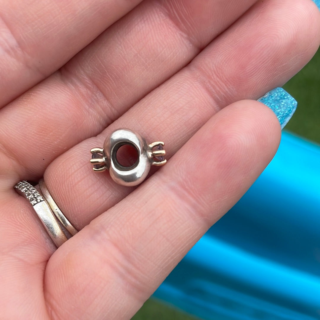 Genuine Pandora Two Tone Rare Purple Amethyst Knot Charm